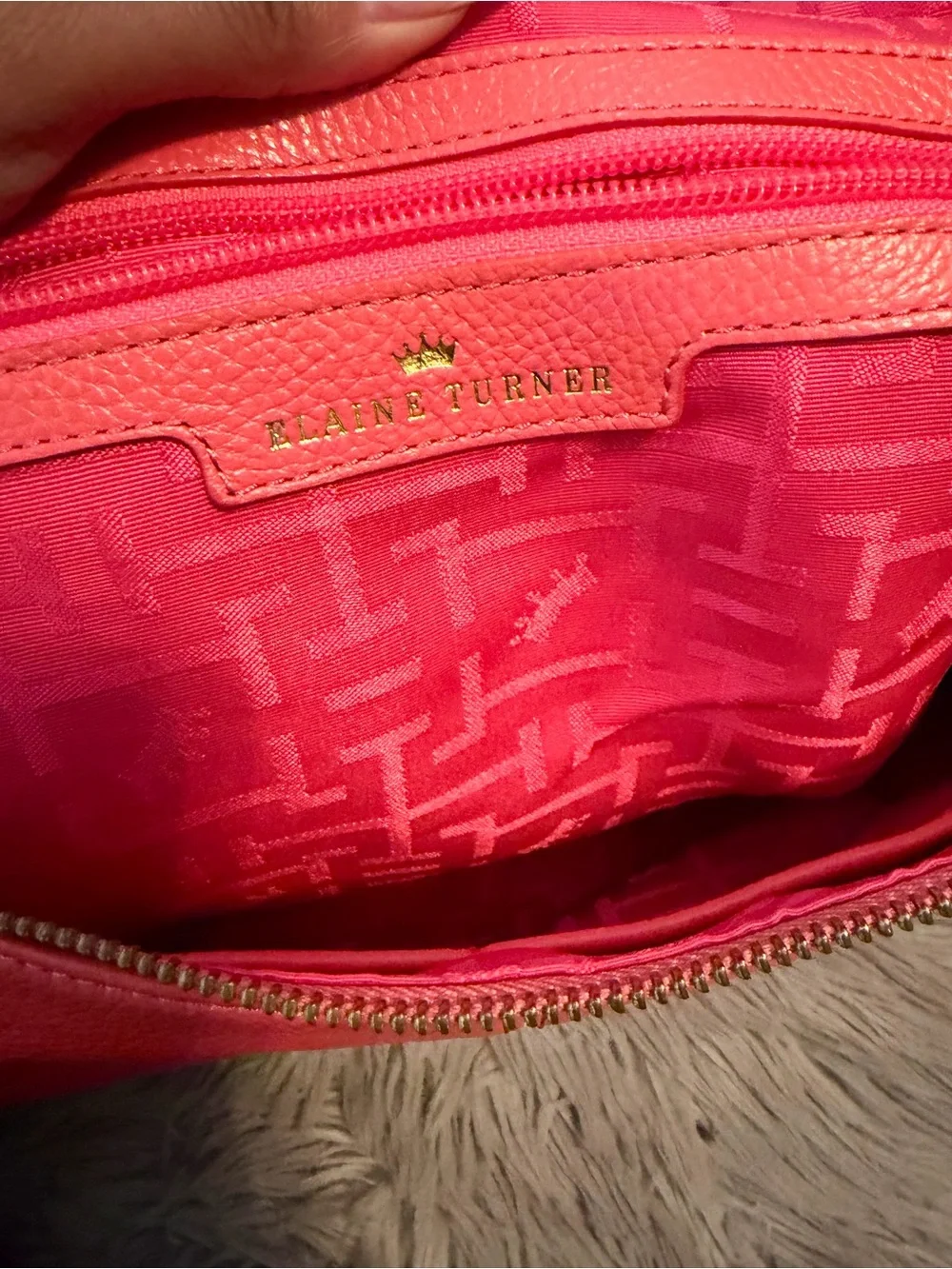 Elaine Turner Coral Leather Tassel Hobo